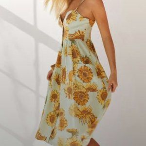 Cooperative Emilia Linen Button-Down Midi Dress Sunflower